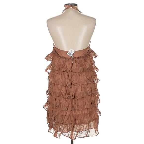 NWT ELIZABETH And JAMES Ruffle Tiered Halter Copper Halter Dress Sz Large NWT - Picture 3 of 6